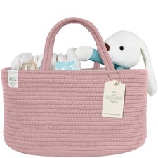 KiddyCare Diaper Caddy Organizer for Baby Nursery Basket with Handle Lid Nursing
