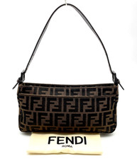 Auth FENDI Zucca Canvas Khaki One shoulder Bag W/Dust bag SK120364