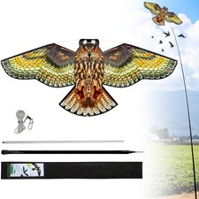 Flerigh Bird Hawk Flying Kite with Pole Crop Protector Bird Scare Flying...
