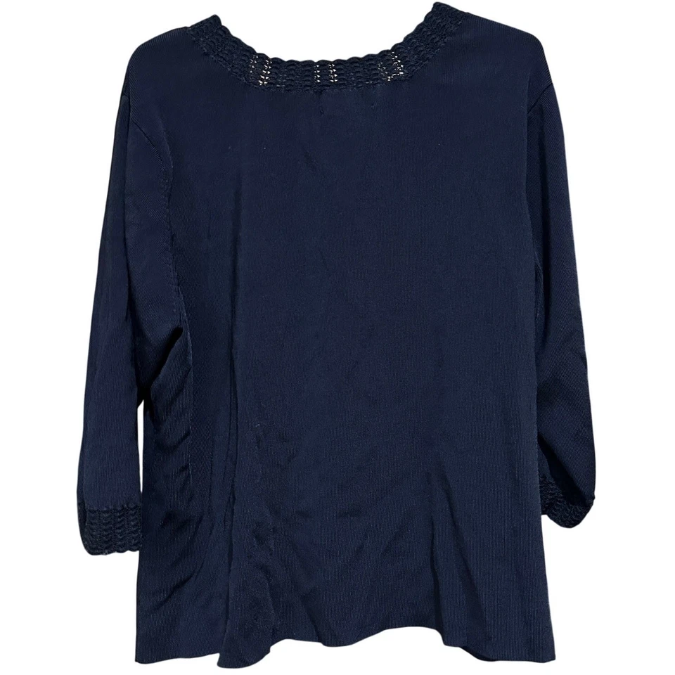 Charter Club Suéter Túnica Mujer Plus 2X Negro Cuello en V Minimalista Preppy Oficina Foto 3 de 4