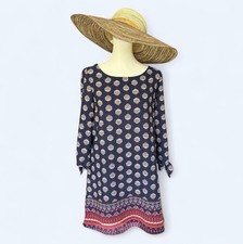 Women’s Size Small Lightweight Navy And Red Geometric Mini Dress By Bebop