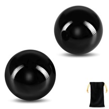 Learay 2PCS Black Obsidian Baoding Balls, Chinese 2 inches, Black/1.57 Inch