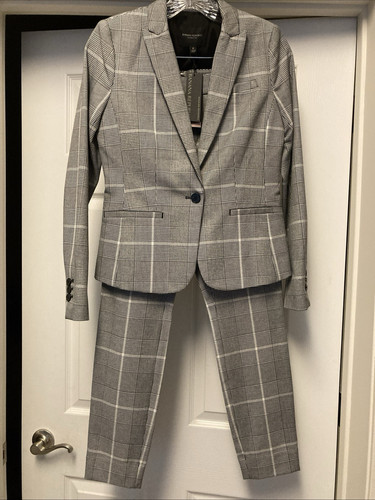 NWT Ann Taylor Women Black Striped 2 Piece Pant Suit Size 0 Washable NWT $320