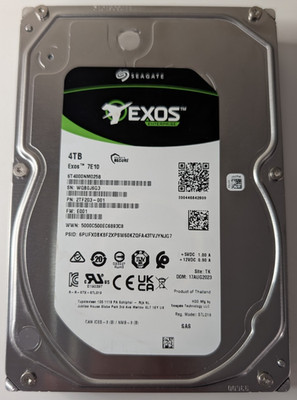 Seagate 4TB Exos 7E10 ST4000NM025B 3.5'' HDD 7.2K 12Gb/s SAS 512e/4Kn  - SN: J6G3