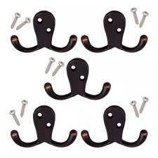 Double Robe Hook in Oil Rubbed Bronze 5-Pack 