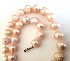 Genuine Freshwater Pearls necklace with silver Toggle clasp hand knotted
