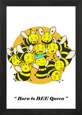 Born to BEE Queen Gerahmtes Wandbild Poster Leinwanddruck Bild