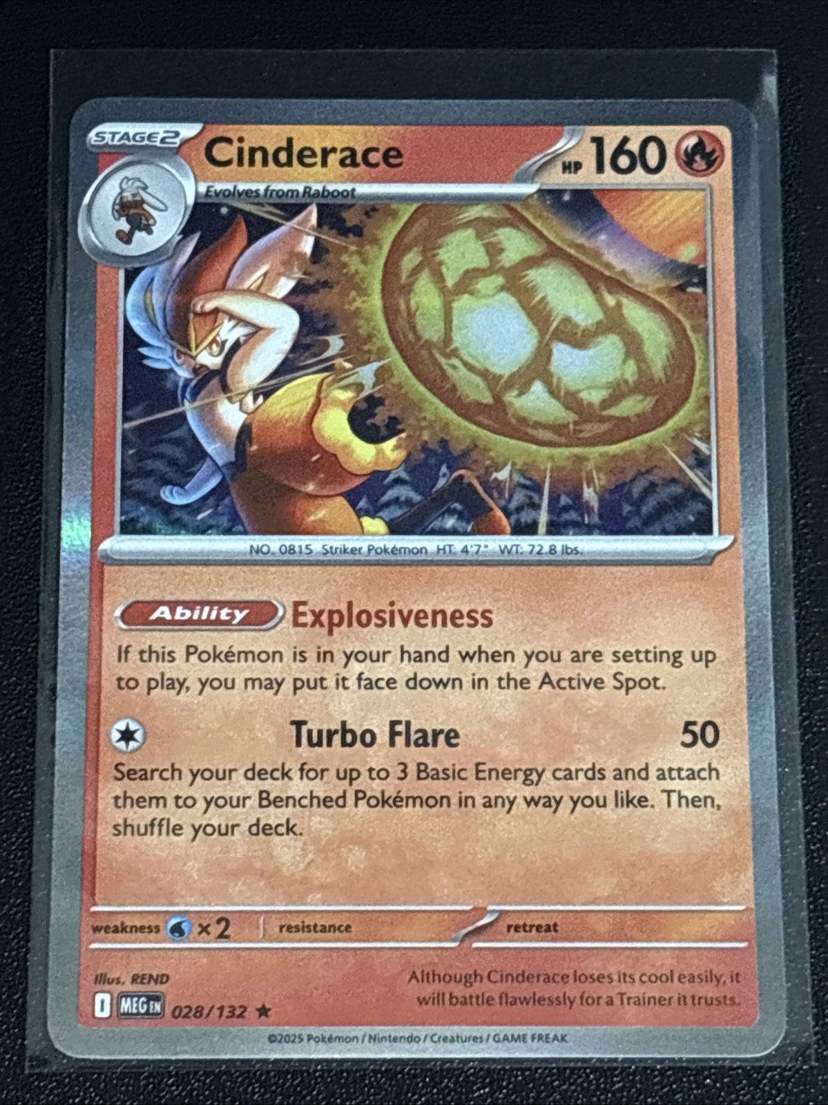 Pokémon TCG Mega Evolution Cinderace Holofoil 028/132 NM Rare