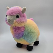 Llama Alpaca Plush Rainbow Stuffed Animal Toy 11" Pastel Colors Sherbert