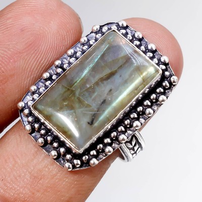 Labradorite Gemstone Ring Handmade Unique Design Women's Jewelry 8.25'' MXR 7008