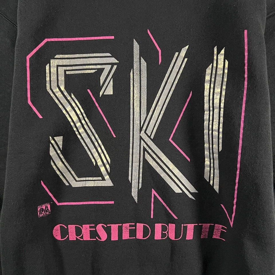 Sudadera Pullover Rosa (XL) Vintage Años 90 Adulto Esquí Colorado Hecha en EE. UU. Foto 3 de 4