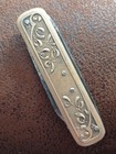 Ancien Canif Onglier Art Nouveau Gui Houx Métal Doré 3 Pièces