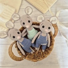 Crochet Mouse Toy, Handmade Amigurumi Plush Animal, Personalized Gift 20cm