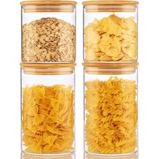 32oz 21oz Glass Jars with Bamboo Lids, Glass Pantry Storage Containers