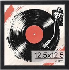 Wood Vinyl Record Frame for the Wall, Display 12.5X12.5 Album Cover and 12X12 LP