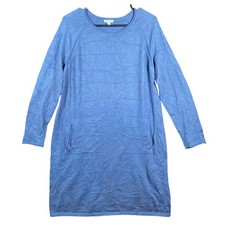 Pure Jill Womens Sweater Dress Blue Cashmere Blend Long Sleeve Tunic Pockets SP 