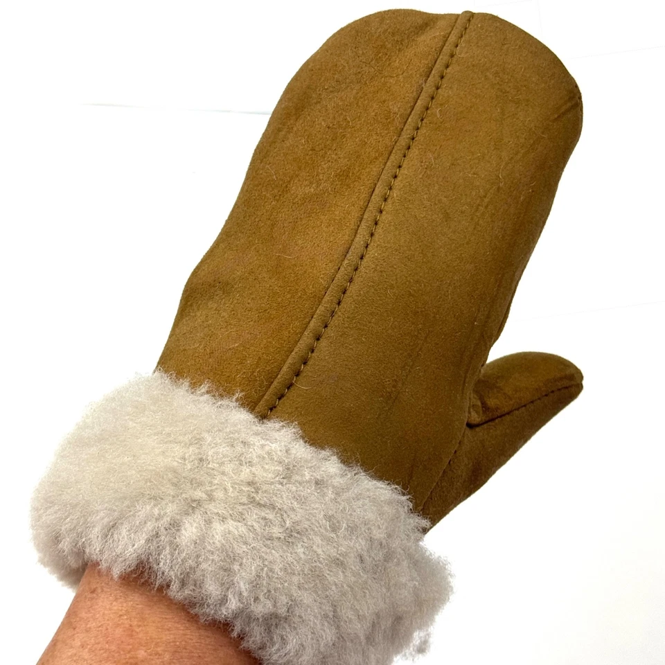 Guantes de piel de oveja - Cálidos guantes de cuero de invierno para hombre/mujer’s - marrón Foto 2 de 4