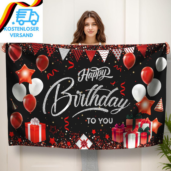 Koliphy Happy Birthday Banner, Geburtstag Deko Banner, Geburtstagsdeko FüR Fraue-image
