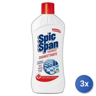 3x Spic&Span Desinfektionsmittel für Böden 1000 Ml. Transparent