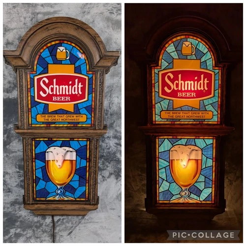 Vintage 1986 Schmidt Beer Brewery 22" Lighted Sign Brew that Grew the Midwest