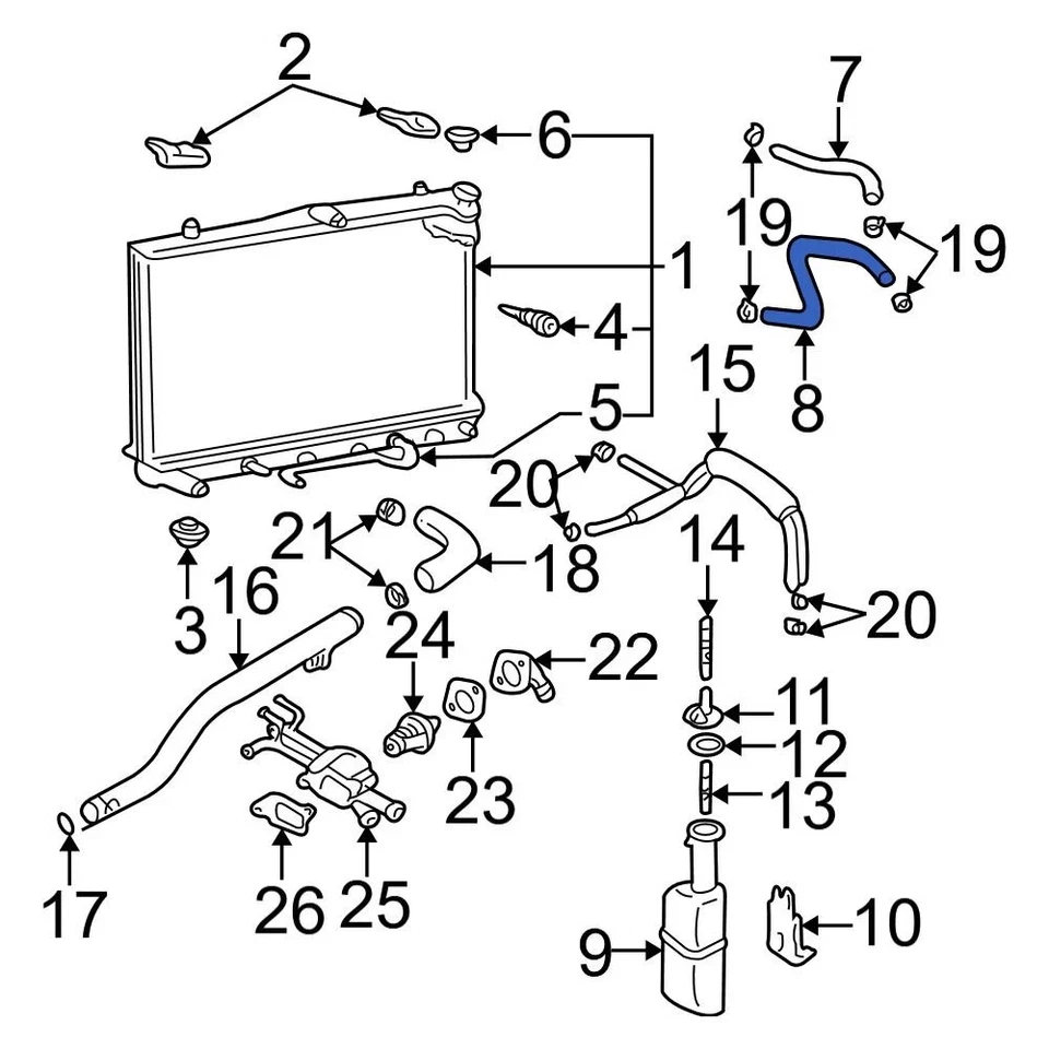 For Hyundai Elantra 2001-2005 Hyundai 254122D200 Lower Radiator Coolant Hose - Изображение 3 из 3