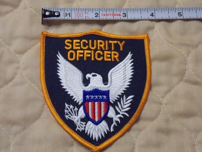 Security Officer Eagle w/Sheild Black Background IronOn Uni Patch New 3.75''x4.5''