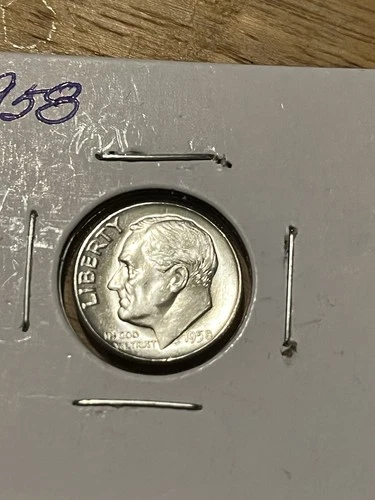 Beautiful 1958 - P Gem Uncirculated Roosevelt Dime 90% Silver