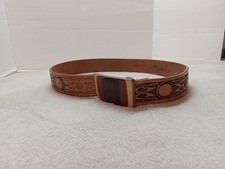 Vtg Tooled Leather Belt With Buckle Western, Southwest Mezzo, America Style