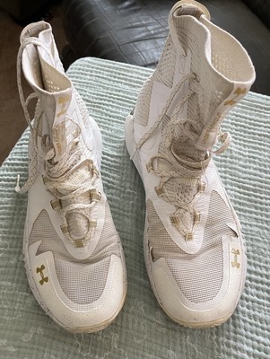 Under Armour Highlight Ace Hi-Top Volleyball Shoes White Metallic Gold Women 9