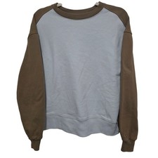 Everlane Organic Cotton Colorblock Sweatshirt XXS Brown Light Blue Crewneck
