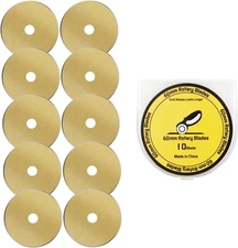 Titanium Coated 60mm Rotary Cutter Blades 10 Pack Fits Olfa, Fiskars, Replace...