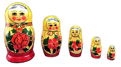 Matryoshka Russia Nesting Dolls Set of 5 Marked On Bottom Vintage Soviet USSR