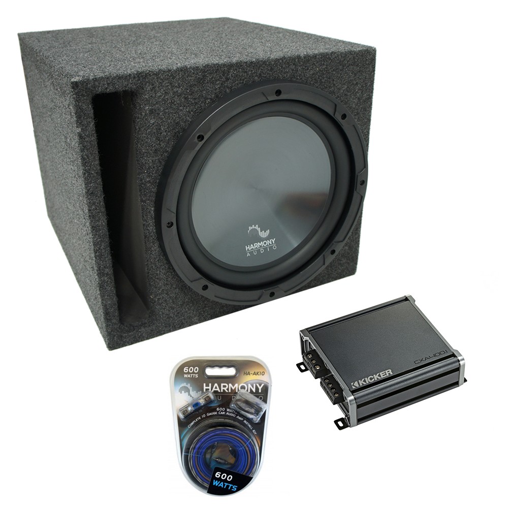 Universal Car Stereo Slotted S Port Single 12" Harmony R124 Sub Box & CXA400.1