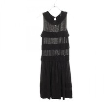 CHANEL COCO Mark Plate Sleeveless Long Dress #36/06P/P28522 cotton Black Used CC