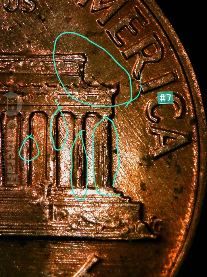 1960 D LINCOLN CENT. 9 PIECE PROGRESSION OF IDB Caused By Wicked Die Clashes.  - Image 3 of 4