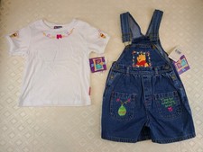 Vintage Winnie Pooh Floral Bee Hunny Romper Overalls Outfit Girls 5T Y2k 90s