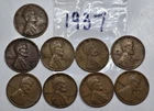 1937 Lincoln Wheat Copper Cent Penny P Philadelphia/No Mint 0.9 Oz Bulk Lot