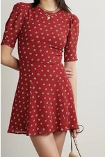 Reformation Red Floral Print Crepe Mini Dress Size 4 *FLAWED see description 