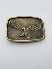 Vintage Diving Hunting Flying Patriotic Eagle On Solid Metal Belt Buckle