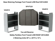 Van Shelving Package - Ford Transit LOW ROOF- Set of 2 Shelving + Partition NEW!
