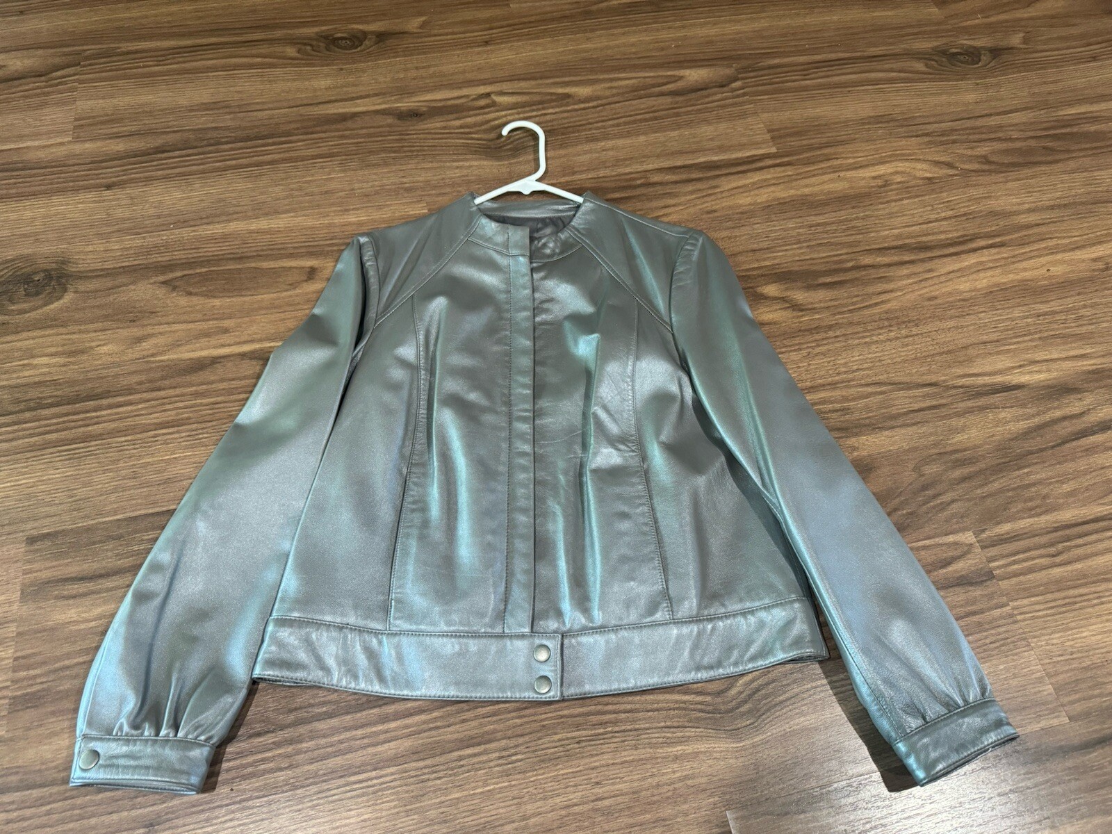 Alfani Silver gray Leather Outer Shell Jacket Siz… - image 2