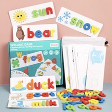 Kids early learning wooden words builder new pack 52 pieces educational baby toy