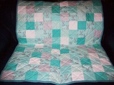 Handmade Baby's Crib Quilt, Bugs Bunny  Coordinating Prints, 40" x 46"