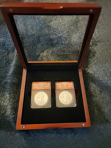 2015W AMERICAN SILVER EAGLE ANACS PR70 & MS 70 FIRST RELEASE 2 COIN SET #666/969