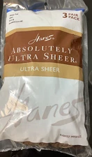 Hanes Absolutely Ultra Sheer pantyhose 3 pair pack slightly Imperfect