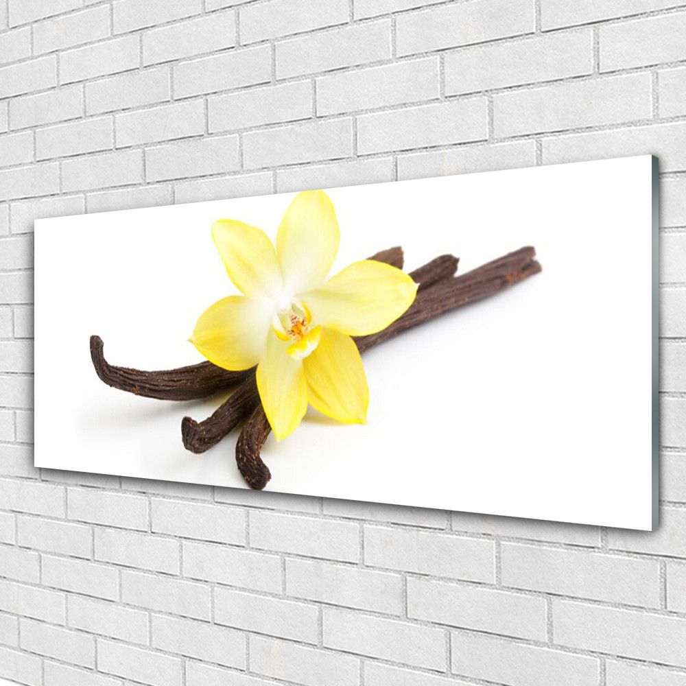 Tableau en verre floral vanille 125x50 cm pour décoration moderne