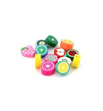 25 Fruit Beads 2 Sided Polymer Clay Assorted Rainbow Colors So Cute - E715