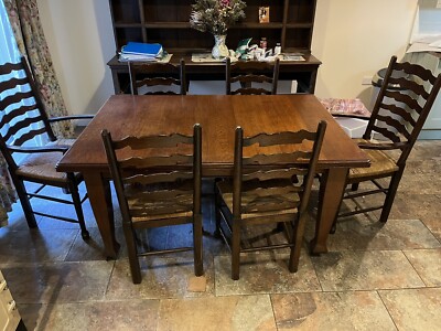 used solid oak extending dining table and chairs UK
