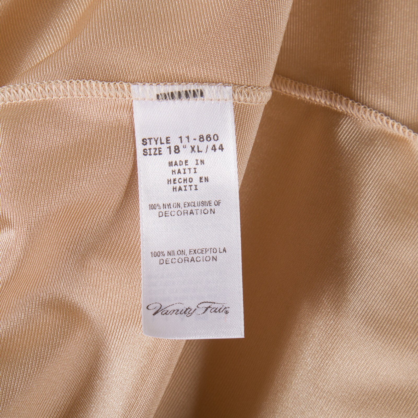 Vintage VANITY FAIR Beige Half Slip Skirt Nylon Slit Lace Trim