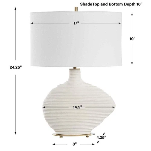 DUOSTACKED MODERN 24" TABLE LAMP WHITE CERAMIC UTTERMOST 30473 - Picture 7 of 7